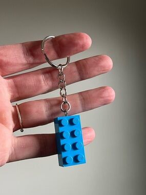 LEGO Sky Blue 2x3 Brick Keychain Handmade